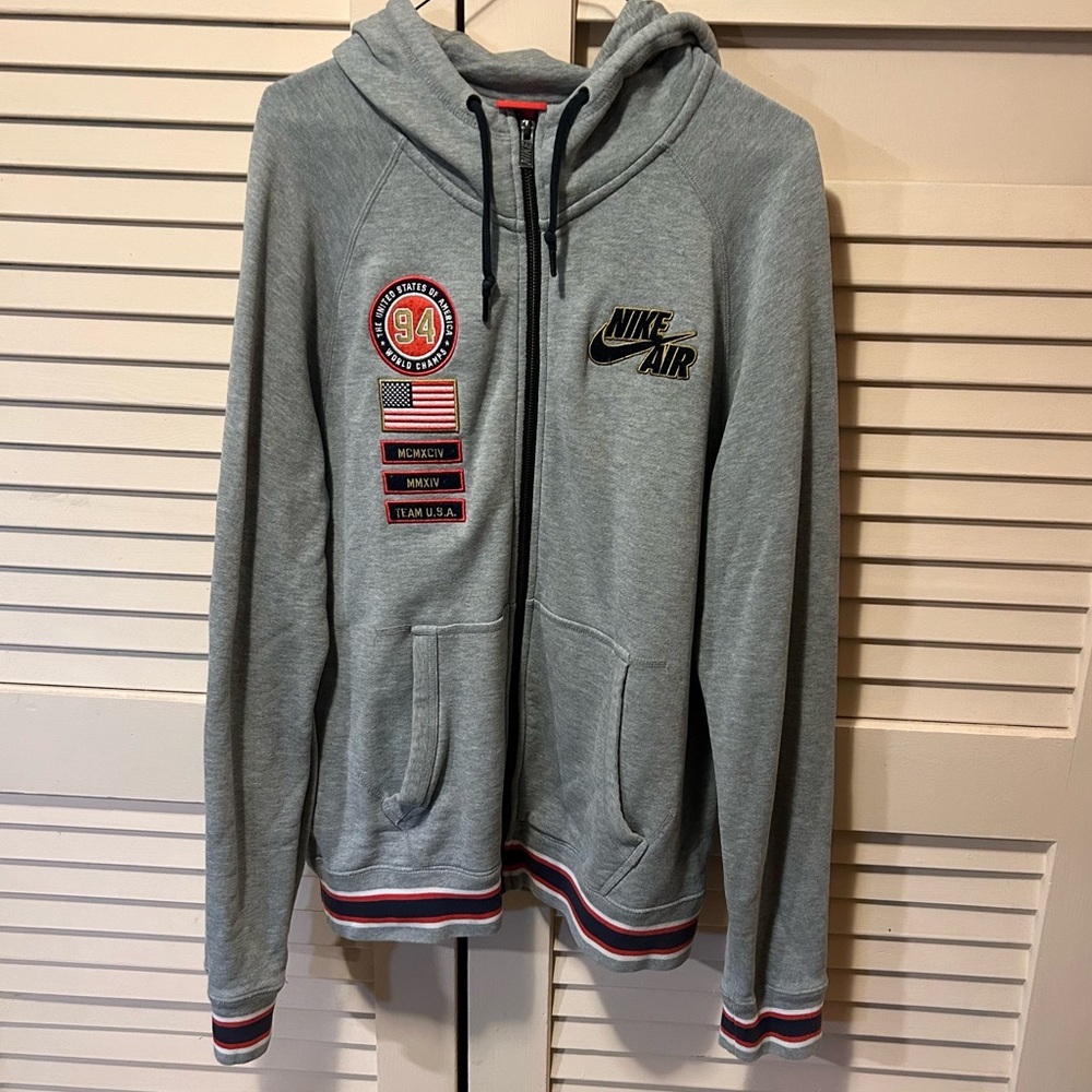 Nike USA Team Dream Basketball Hoodie Embroidered Patchwork Zip Up Men’s Large